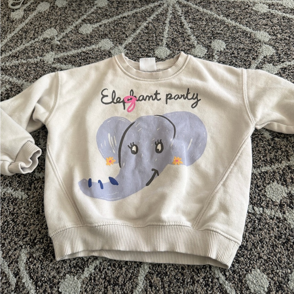 Zara Cream Elephant Party Sweatshirt